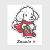 Poodle hält ein Weihnachtsgeschenk Aufkleber (Blatt)