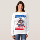 Poodle Happy 4. Juli Amerika Unabhängigkeitstag Sweatshirt (Vorne ganz)