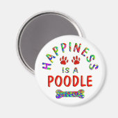 Poodle Happy Magnet (Vorderseite/Rückseite)