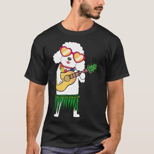Poodle Hawaiian Costume spielen Ukulele Summer Gif T-Shirt (Vorderseite)