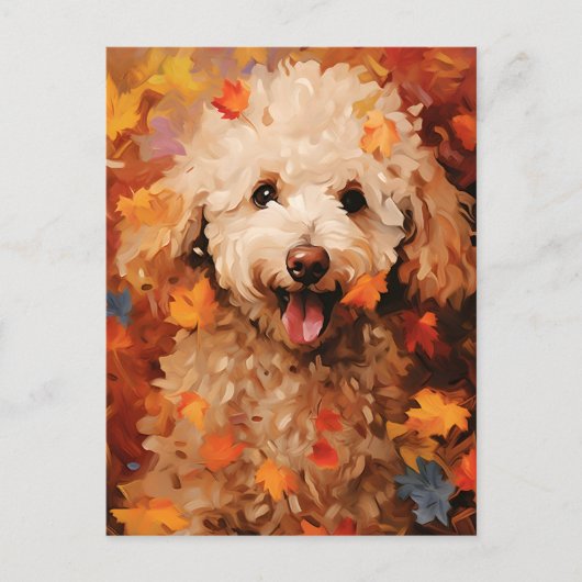 Poodle Herbst Erntedank Postkarte (Vorderseite)