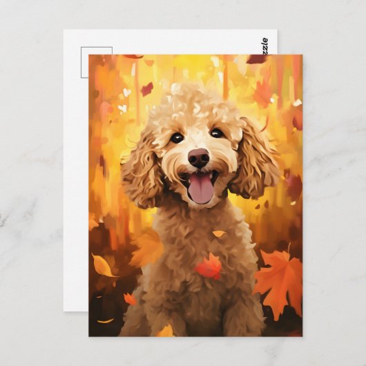Poodle Herbst Erntedank Postkarte (Vorne/Hinten)