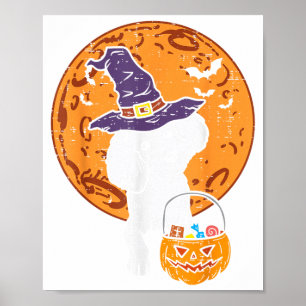 Poodle Hexe Mond Jack O Lantern Halloween Hund Män Poster