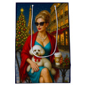 Poodle Holiday  Mittlere Geschenktüte (Rückseite)