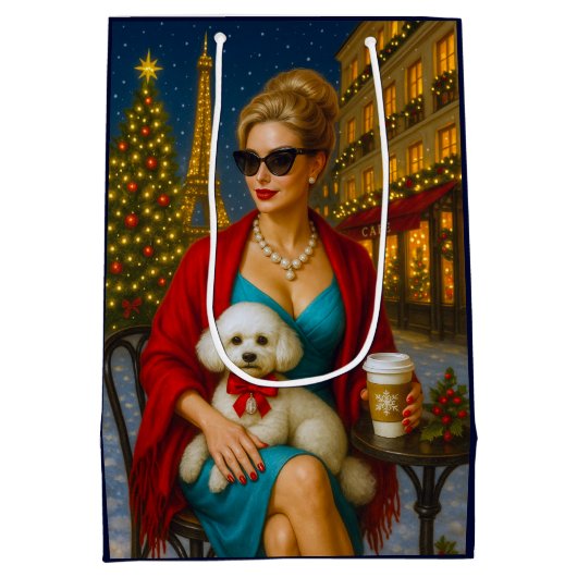 Poodle Holiday  Mittlere Geschenktüte (Rückseite)