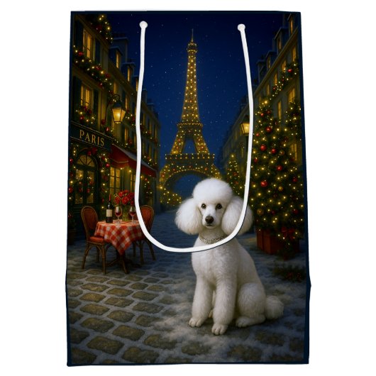 Poodle Holiday Mittlere Geschenktüte (Rückseite)