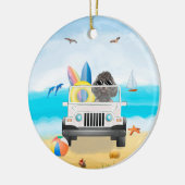 Poodle-Hund Autofahren am Strand Keramik Ornament (Links)