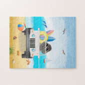 Poodle-Hund Autofahren am Strand Puzzle (Horizontal)