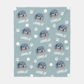 Poodle Hund, Graues Foto und Name, Haustier Fleecedecke (Vorderseite)