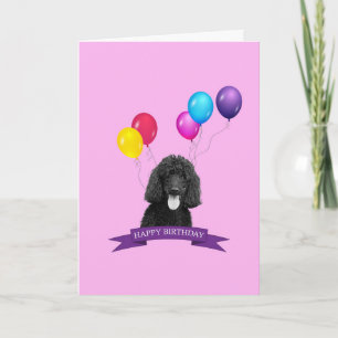 Poodle Hund Happy Birthday Grußkarte Karte