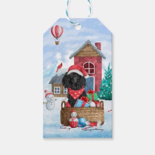 Poodle Hund im Schnee Weihnachtshaus Geschenkanhänger
