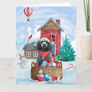 Poodle Hund im Schnee Weihnachtshaus Karte