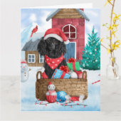 Poodle Hund im Schnee Weihnachtshaus Karte (Gelbe Blume)