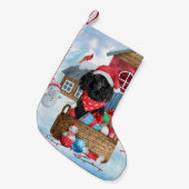 Poodle Hund im Schnee Weihnachtshaus Kleiner Weihnachtsstrumpf (Vorderansicht (hängend))