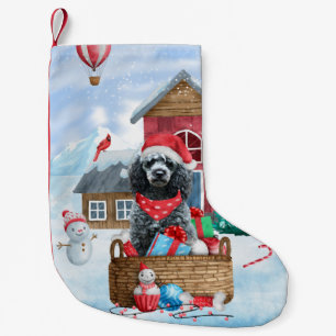 Poodle Hund im Schnee Weihnachtshaus Kleiner Weihnachtsstrumpf