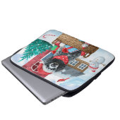 Poodle Hund im Schnee Weihnachtshaus Laptopschutzhülle (Vorne Knopf)