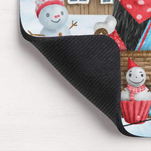 Poodle Hund im Schnee Weihnachtshaus Mousepad (Ecke)