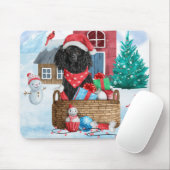 Poodle Hund im Schnee Weihnachtshaus Mousepad (Mit Mouse)