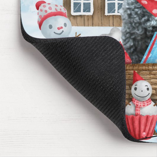 Poodle Hund im Schnee Weihnachtshaus Mousepad (Ecke)