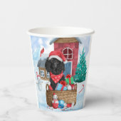 Poodle Hund im Schnee Weihnachtshaus Pappbecher (Rückseite)