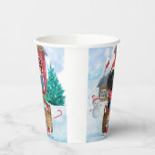 Poodle Hund im Schnee Weihnachtshaus Pappbecher (Links)