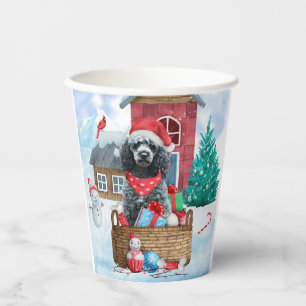 Poodle Hund im Schnee Weihnachtshaus Pappbecher