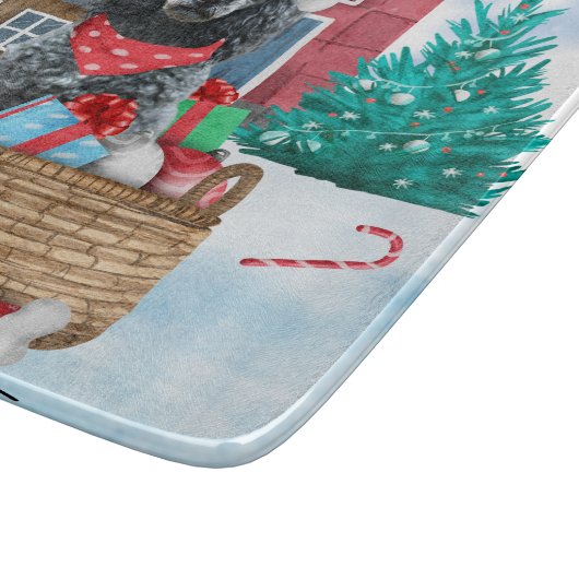 Poodle Hund im Schnee Weihnachtshaus Schneidebrett (Ecke)