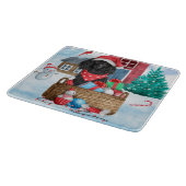 Poodle Hund im Schnee Weihnachtshaus Schneidebrett (Ecke)