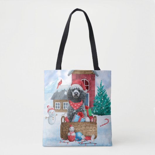 Poodle Hund im Schnee Weihnachtshaus Tasche (Vorderseite)