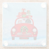 Poodle Hund in Auto mit dem Weihnachtsmann Glasuntersetzer (Rückseite)