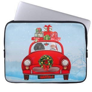 Poodle Hund in Auto mit dem Weihnachtsmann Laptopschutzhülle