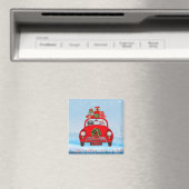 Poodle Hund in Auto mit dem Weihnachtsmann Magnet (In Situ (Geschirrspüler))