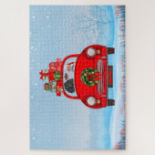 Poodle Hund in Auto mit dem Weihnachtsmann Puzzle (Vertikal)