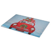 Poodle Hund in Auto mit dem Weihnachtsmann Schneidebrett (Ecke)