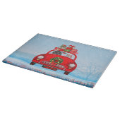 Poodle Hund in Auto mit dem Weihnachtsmann Schneidebrett (Ecke)