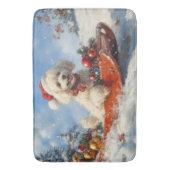 Poodle Hund in Sledge Lass es Schnee Weihnachten Badematte (Vorderseite Vertikal)