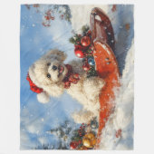 Poodle Hund in Sledge Lass es Schnee Weihnachten Fleecedecke (Vorderseite)