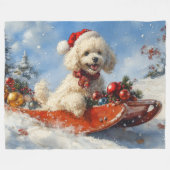 Poodle Hund in Sledge Lass es Schnee Weihnachten Fleecedecke (Vorderseite (Horizontal))
