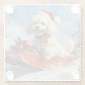 Poodle Hund in Sledge Lass es Schnee Weihnachten Glasuntersetzer (Rückseite)