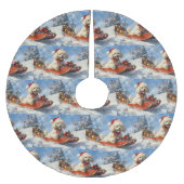 Poodle Hund in Sledge Lass es Schnee Weihnachten Polyester Weihnachtsbaumdecke (Vorderseite)