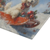 Poodle Hund in Sledge Lass es Schnee Weihnachten Schneidebrett (Ecke)