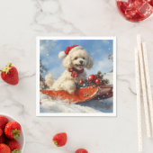 Poodle Hund in Sledge Lass es Schnee Weihnachten Serviette (Beispiel)