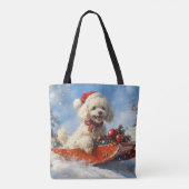Poodle Hund in Sledge Lass es Schnee Weihnachten Tasche (Rückseite)