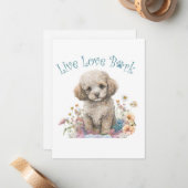 Poodle Hund Mama Floral Mitteilungskarte (Vorderseite/Rückseite Beispiel)