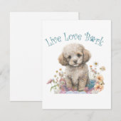 Poodle Hund Mama Floral Mitteilungskarte (Vorne/Hinten)