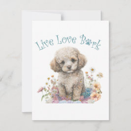 Poodle Hund Mama Floral Mitteilungskarte