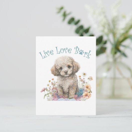Poodle Hund Mama Floral Postkarte (Stehend Vorderseite)