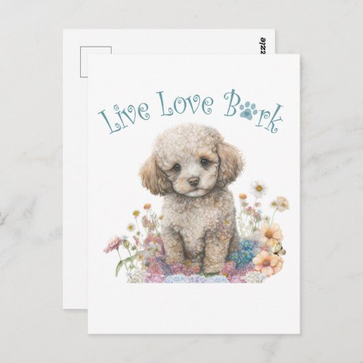 Poodle Hund Mama Floral Postkarte (Vorne/Hinten)
