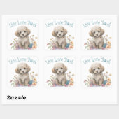 Poodle Hund Mama Floral Quadratischer Aufkleber (Blatt)