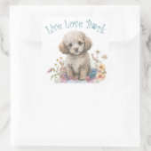 Poodle Hund Mama Floral Quadratischer Aufkleber (Tasche)